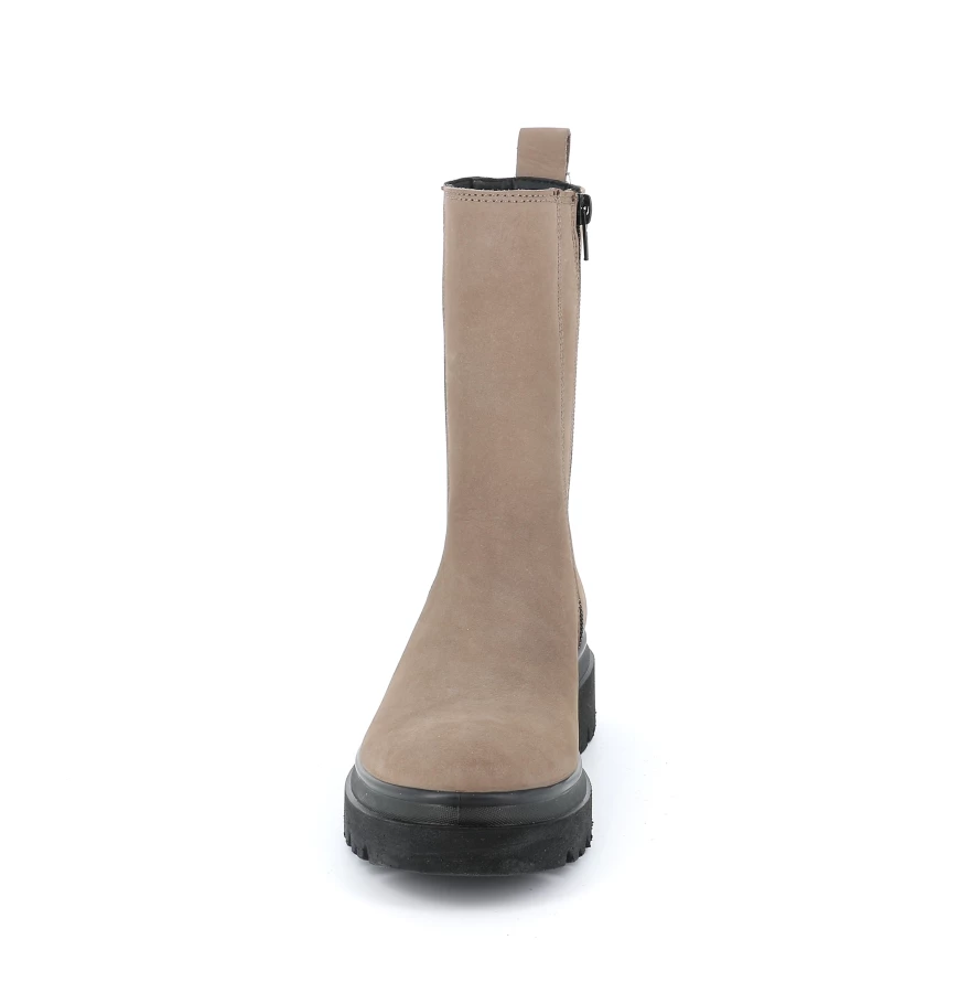 Tronchetto con elastico e zip laterale in vera pelle PO2079 - TAUPE | Grünland