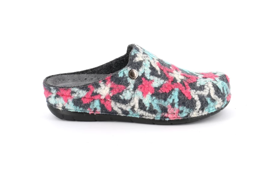 Ciabatta in feltro in fantasia floreale CI2634 - BLU | Grünland
