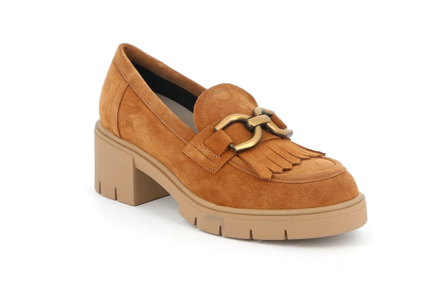 Mocassino con tacco e morsetto | ZAME SC2863 - CUOIO | Grünland