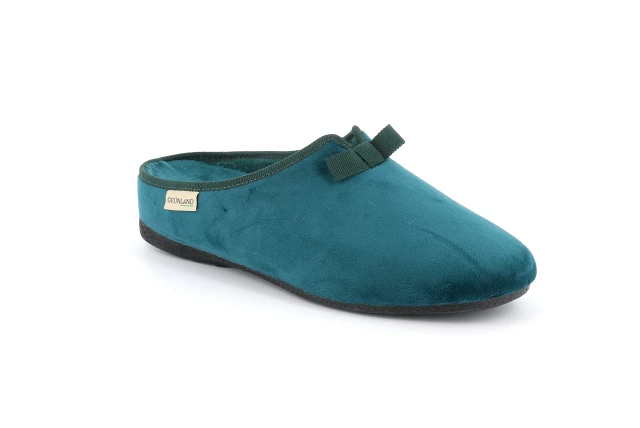 Soft velvet slipper with bow CI2637 - SMERALDO | Grünland
