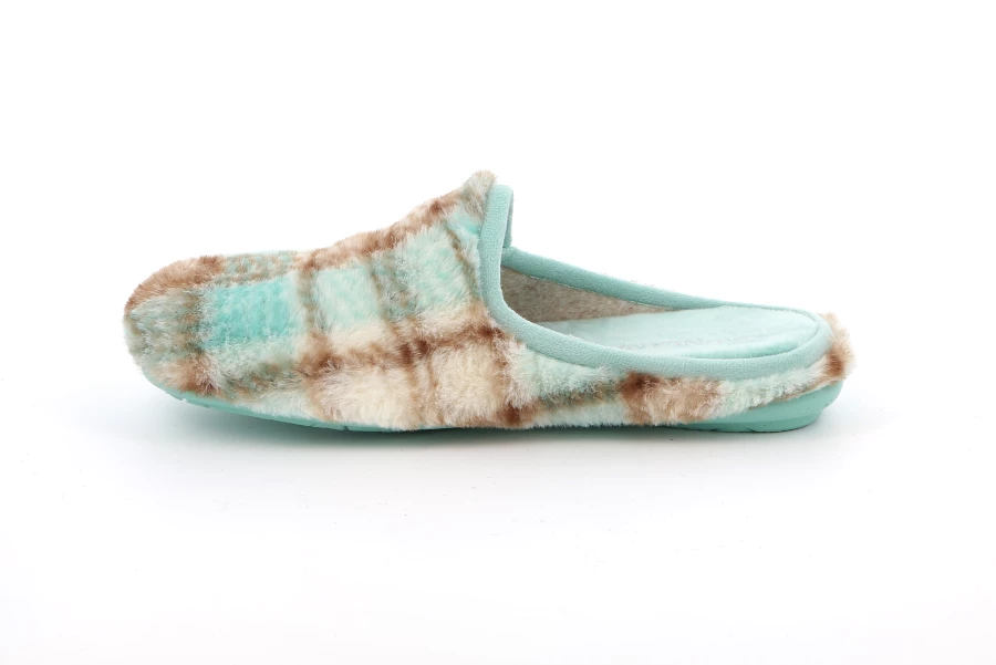 Ciabatta peluche a scacchi | FAYE CI2546 - MENTA | Grünland