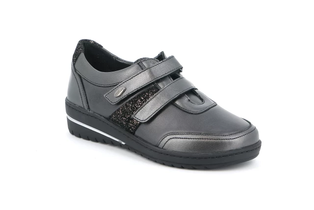 Bequemer Schuh aus Stretchmaterial mit doppeltem Klettverschluss | NILE SC5388 - antracite